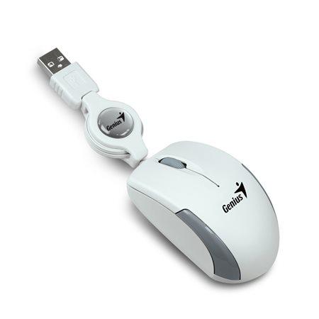 Myš, optická, malá, USB, GENIUS "Micro Traveler", biela