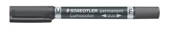 Permanentný popsiovač, F/M, 0,6/1,5 mm, kužeľový hrot, s 2 hrotmi, STAEDTLER "Lumocolor Du
