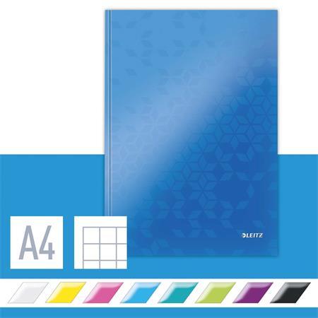 Záznamová kniha, A4, štvorčeková, 80 listov, tvrdá obálka, LEITZ "Wow", modrá