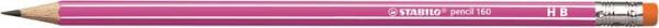 Grafitová ceruzka s gumou, HB, šesťhranná, STABILO "Pencil 160", ružová