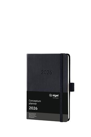 Diár, A6, týždenný, 2026, tvrdá obálka, SIGEL "Conceptum", čierny 2