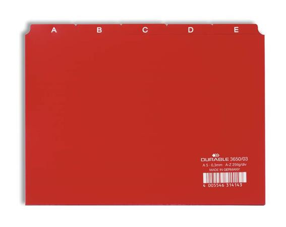 Register, PP, A5, 25-dielny, A–Z, DURABLE, červený