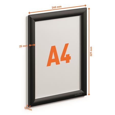 Plagátová tabuľa, nástenná, A4, hliníkový rám, DURABLE, čierna 2