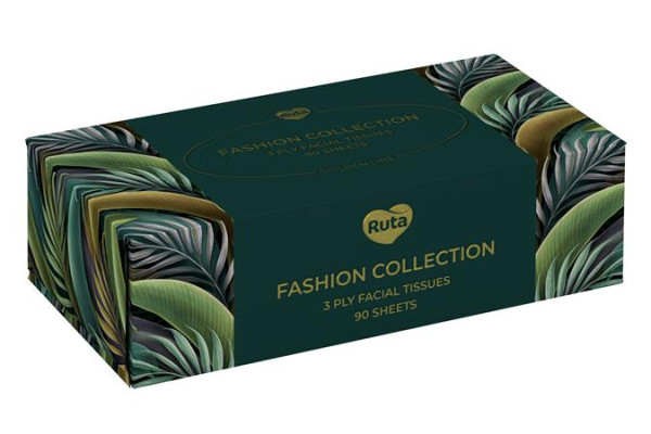 Kozmetické papierové vreckovky, 3-vrstvové, 90 ks, RUTA „Fashion Collection“