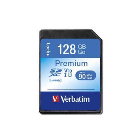 Pamäťová karta, SDXC, 128GB, CL10/U1, 90/10 MB/s, VERBATIM "Premium"