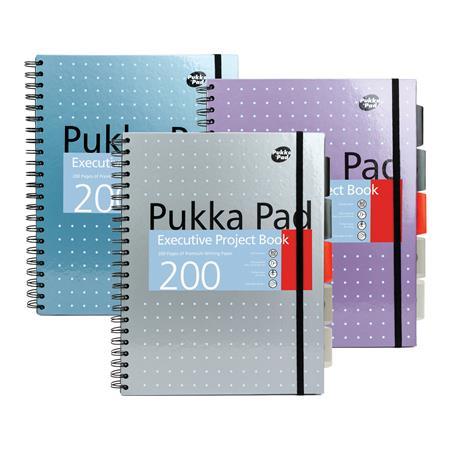 Špirálový zošit, A4+, linajkový, 100 listov, PUKKA PAD "Metallic Project Book", mix farieb