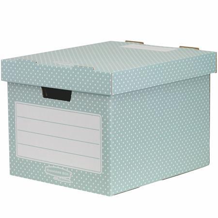 Úložný box, kartónový, 33,3x28,5x39 cm FELLOWES, "Style", zelená-biela