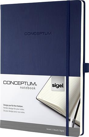 Zápisník, exkluzívny, A4, linajkový, 97 strán, tvrdá obálka, SIGEL "Conceptum", modrá