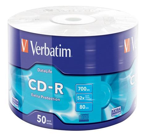 CD-R disk, 700MB, 52x, 50 ks, zmršťovacie balenie, VERBATIM "DataLife"