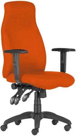 . Manažérska stolička, čalúnená, čierny podstavec, vysoká chrbtová opierka, "HUFO", oranžová