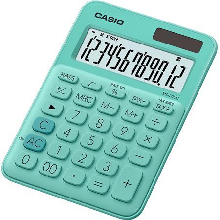 Kalkulačka, stolová, 12 miestny displej, CASIO, "MS 20 UC", zelená