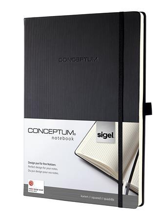 Zápisník, A5, štvorčekový, 97 strán, SIGEL "Conceptum", čierna