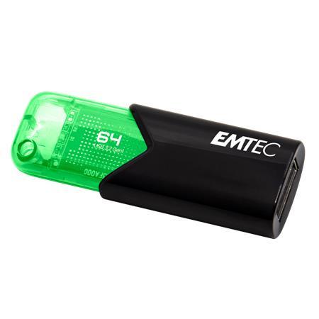 USB kľúč, 64GB, USB 3.2, EMTEC "B110 Click Easy", čierna-zelená