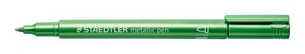 Dekoračný popisovač, 1-2 mm, kužeľový hrot, STAEDTLER, metalická zelená
