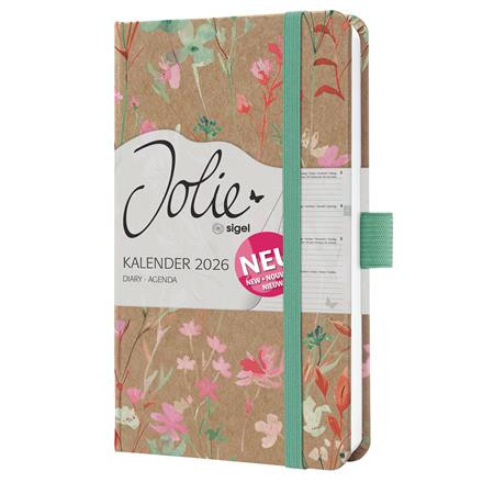 Diár, A6, týždenný, 2026, tvrdá obálka, SIGEL "Jolie", Green Floral Serenity 2