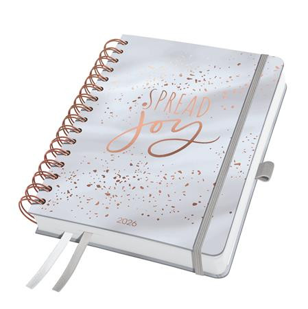 Diár, špirálový, A5, týždenný, 2026, tvrdá obálka, SIGEL "Jolie", Glittery Joy 1