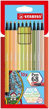 Popisovač, sada, 1 mm, STABILO "Pen 68", 10 rôznych farieb