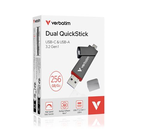 USB kľúč, 256GB, USB-A/C 3.2 Gen1, VERBATIM "Dual QuickStick", čierny 4