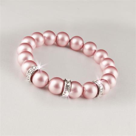 Náramok, zo SWAROVSKI® perál, ružový, s bielym rondella krištáľom, veľ. M, ART CRYSTELLA