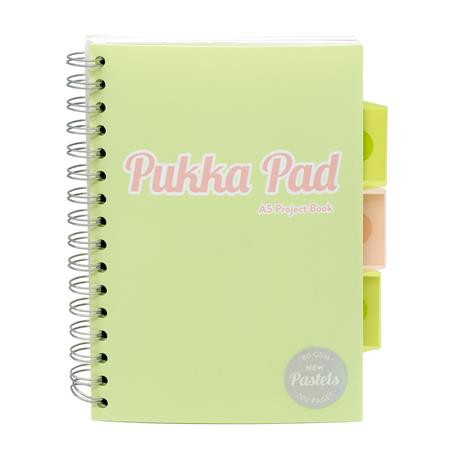 Špirálový zošit, A5, linkovaný, 100 listov, PUKKA PAD "Pastel project book", mix farieb 3