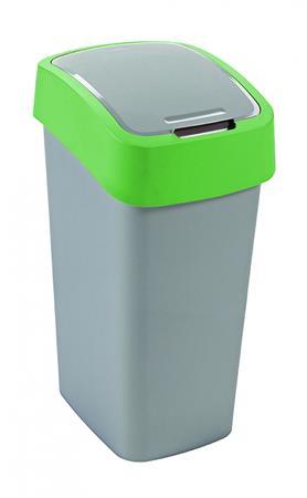 Odpadkový kôš s výklopným vekom, na triedenie odpadu, plastový, 50 l, CURVER, zelená/sivá