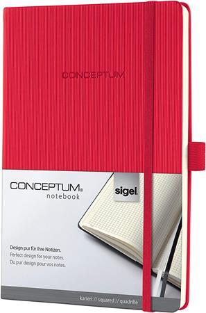 Zápisník, exkluzívny, A5, štvorčekový, 97 strán, tvrdá obálka, SIGEL "Conceptum", červená