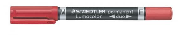 Permanentný popisovač, F/M, 0,6/1,5 mm, kužeľový, s 2 hrotmi, STAEDTLER "Lumocolor Duo", č