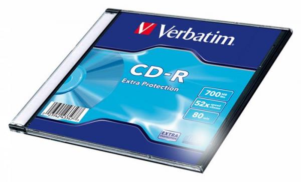 CD-R disk, 700 MB, 52x, 1 ks, tenký obal, VERBATIM "DataLife"