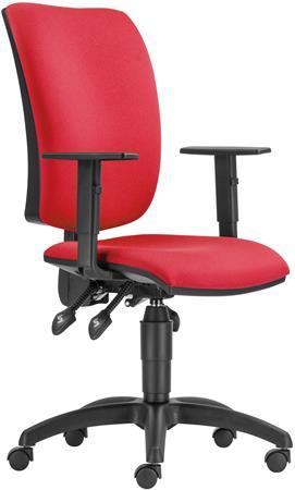 . Kancelárska stolička, čalúnená, opierky, čierny podstavec, "CINQUE ASYN" červená