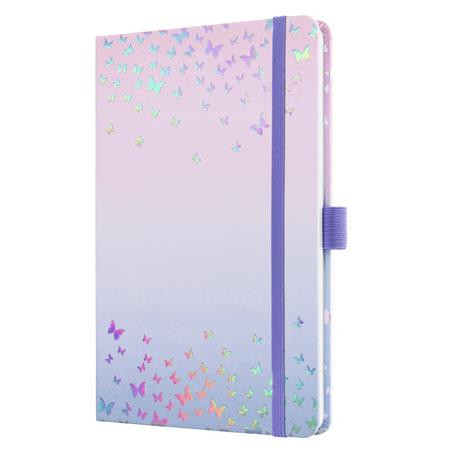 Diár, A5, týždenný, 2026, tvrdá obálka, SIGEL "Jolie", Butterfly Confetti Candy