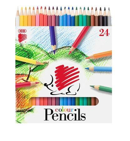 Farebné ceruzky, šesťhranné, ICO "Ježko", 24 farieb