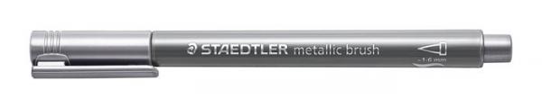 Dekoračný popisovač, 1-6 mm, STAEDTLER "Design Journey Metallic Brush", strieborná
