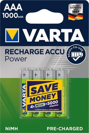 VARTA Mikrotužkové batérie "Power Accu", 4x, AAA, 1000 mAh