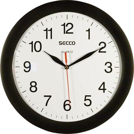 Nástenné hodiny, 30 cm, SECCO, čierny rám