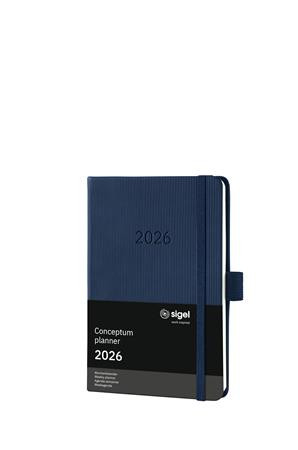 Diár, A6, týždenný, 2026, tvrdá obálka, SIGEL "Conceptum", tmavomodrý 2