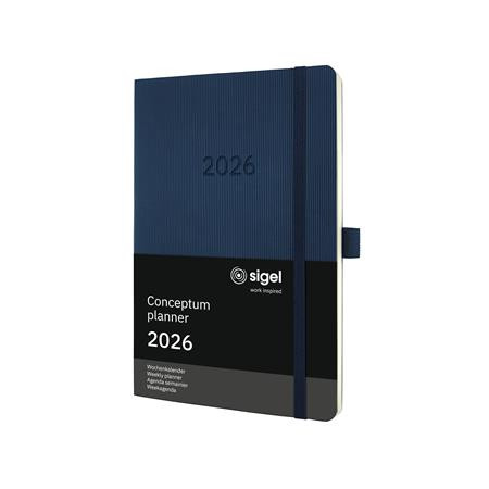 Diár, A5, týždenný, 2026, mäkká obálka, SIGEL "Conceptum", tmavomodrý 2