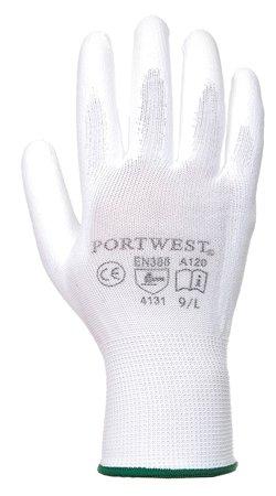 . Montážne rukavice, na dlani namočené do polyuretánu, veľkosť: 8, biele