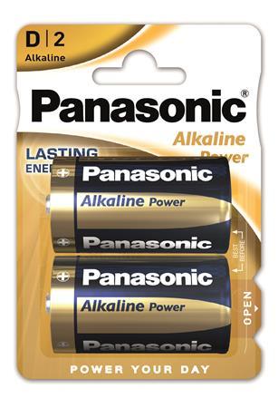 Batéria, D, veľkokapcitná, 2 ks, PANASONIC "Alkaline power"
