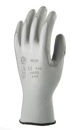 . Montážne rukavice, sivé, na dlani namočené do polyuretánu, veľkosť: 7