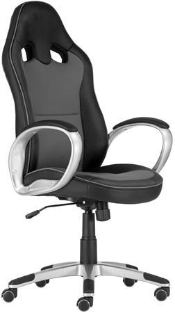 . Manažérska stolička, čalúnená, mesh a koženka, plastový podstavec, "OREGON", čierna-sivá