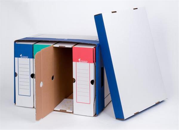 Archívny kontajner, 320x460x270 mm, kartónový, VICTORIA, modro-biela