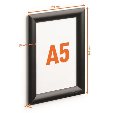 Plagátová tabuľa, nástenná, A5, hliníkový rám, DURABLE, čierna 3