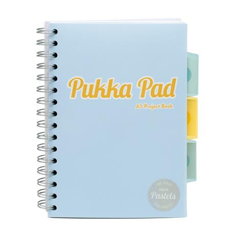 Špirálový zošit, A5, linkovaný, 100 listov, PUKKA PAD "Pastel project book", mix farieb