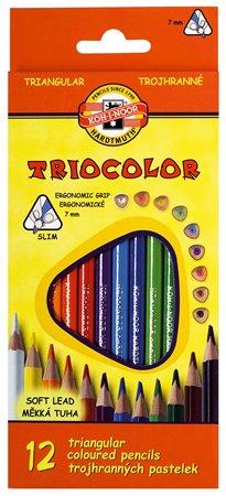 Farebné ceruzky, sada, trojhranné, KOH-I-NOOR "Triocolor 3132/12", 12 rôznych farieb