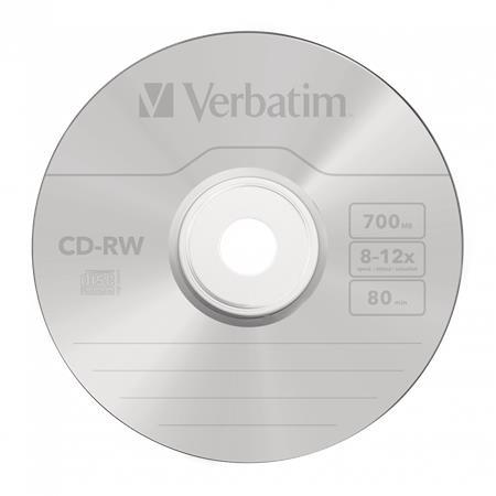 CD-RW disk, prepisovateľný, SERL, 700MB, 8-10x, 10 ks, cake box, VERBATIM
