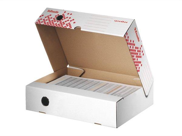 Archívny box, A4, 80 mm, recyklovaný kartón, horizontálny, ESSELTE "Speedbox", biely