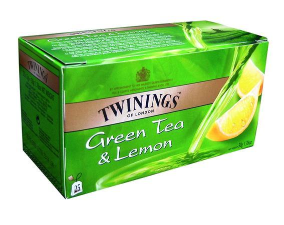 Zelený čaj, 25x1,6 g, TWININGS "Green Tea & Lemon”