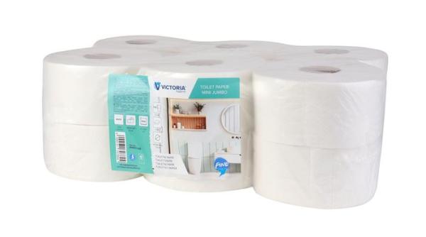 Toaletný papier, 2-vrstvový, priemer 19 cm, VICTORIA HYGIENE "Fine Mini Jumbo", biely 1