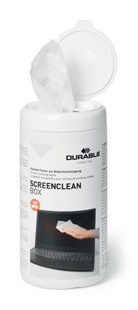 Čistiace utierky na monitory, 100 ks, DURABLE "SCREENCLEAN® BOX 100"