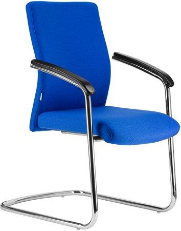 . Konferenčná stolička, čalúnená, chrómová konštrukcia, "BOSTON/S", modrá